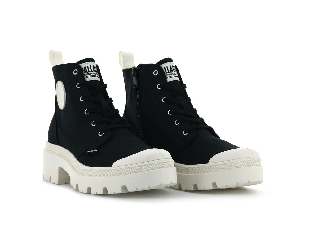 Botas Palladium PALLABASE TWILL Mujer Negras | Costa Rica-38965